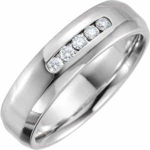 14K White Gold Round 2.2 Mm G-H Si2-Si3 1/5 Ctw Natural Diamond Beveled Edge Comfort-Fit Band Size 10