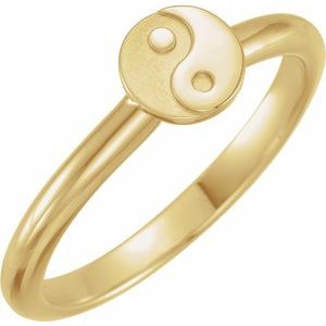 14K Yellow Gold Polished Stackable Yin Yang Ring Size 7