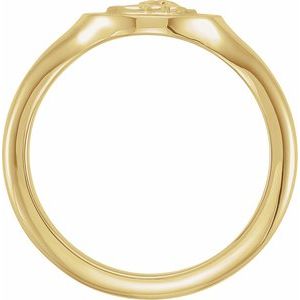 14K Yellow Gold 8.84 Mm Bead Blast/Polished Polished Cherub Angel Signet Pinky Ring Size 4