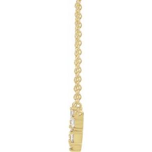 14K Yellow Gold Straight Baguette 3.25 X 1.5Mm Ghi Si2-Si3 1/6 Ctw Natural Diamond Multi-Shape Petite "V" Necklace, Length: 18 In