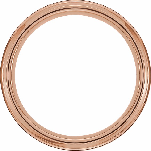 18K Rose Gold PVD & Black PVD Tungsten 6 mm Beveled Stepped-Edge Comfort-Fit Band With Satin Finish Size 9