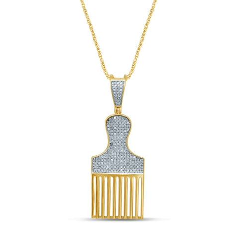 10K Yellow Gold 0.38-0.44 Cttw Diamond Comb Charm