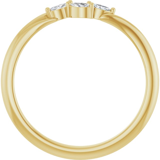 14K Yellow Gold Marquise 3 X 1.5 Mm Polished 1/10 Ctw Natural Diamond Nature Inspired Ring, Size 7