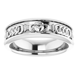 14K White Gold 5.5 Mm Polished Claddagh Band Size 7