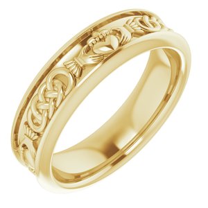 10K Yellow Gold 5.5 Mm Polished Claddagh Band Size 8.5