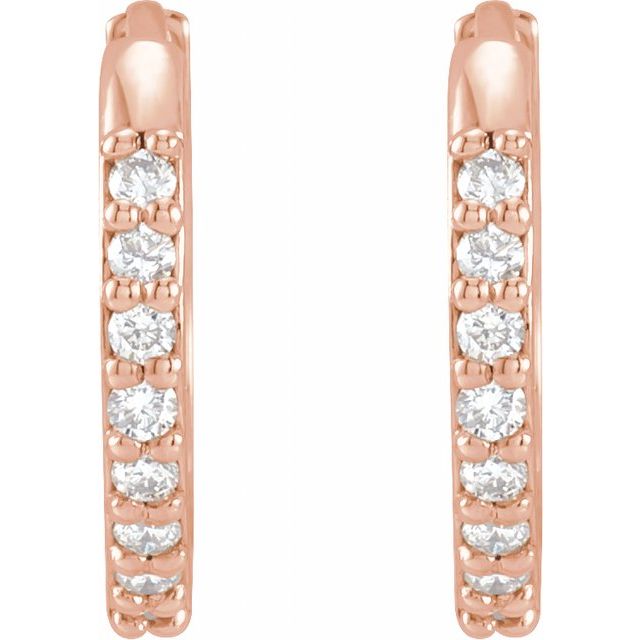14K Yellow Or White Or Rose Gold Or Sterling Silver Or Platinum Round 1.3Mm Hinged Polished Natural Diamond Hinged Hoop Earrings