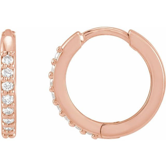 14K Yellow Or White Or Rose Gold Or Sterling Silver Or Platinum Round 1.3Mm Hinged Polished Natural Diamond Hinged Hoop Earrings