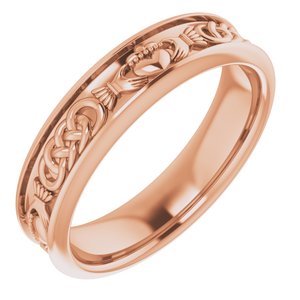 10K Rose Gold 5.5 Mm Polished Claddagh Band Size 11.5