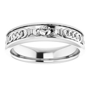 14K White Gold 5.5 Mm Polished Claddagh Band Size 12
