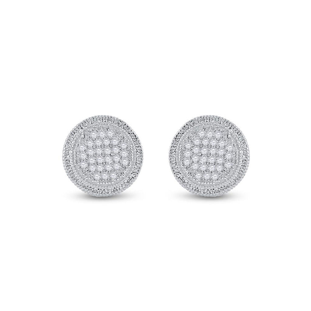 Sterling Silver Round Diamond Disk Circle Earrings 1/6 Cttw