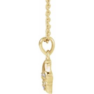 14K Yellow Gold Round 1.3Mm G-H I1 .03 Ctw Natural Diamond Seashell Necklace, Length: 18 In