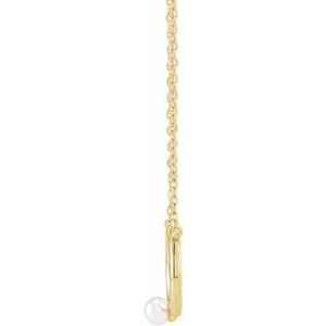 14K Yellow Gold Pearl 3 Mm  Cultured White Seed Pearl Solitaire Necklace, Length: 18 In