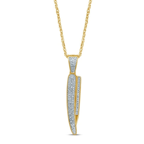 10K Yellow Gold 0.28-0.35 Cttw Diamond  "Barber Blade" Charm