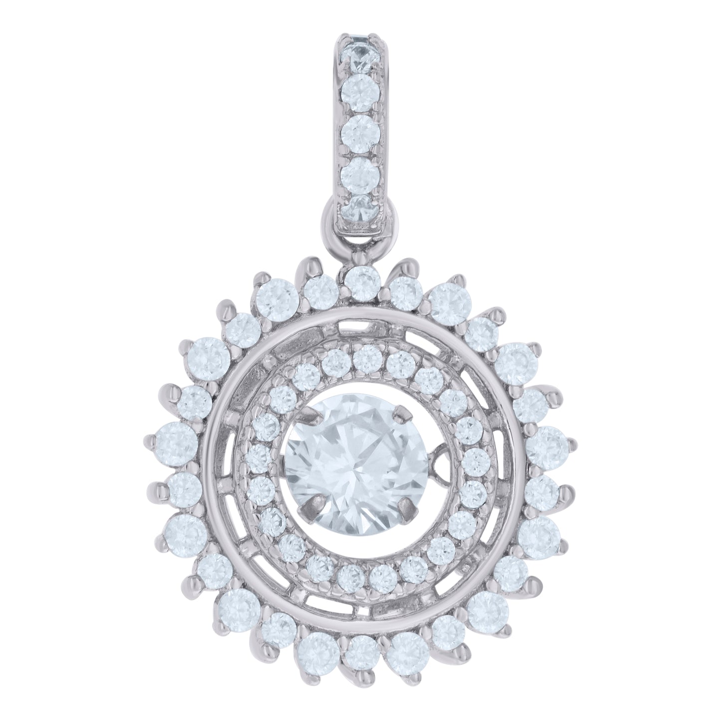 Sterling Silver Womens Cubic-Zirconia Fashion Charm Pendant