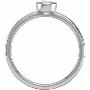14K White Gold Lab-Grown Diamond Round 6.5 Mm Polished 1 Ct Lab-Grown Diamond Bezel-Set Ring Size 7