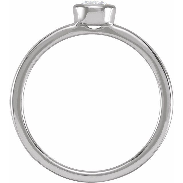 14K White Gold Round 4 Mm Polished 1/4 Ct Lab-Grown Diamond Bezel-Set Ring, Size 7