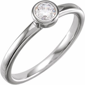 14K White Gold Lab-Grown Diamond Round 6.5 Mm Polished 1 Ct Lab-Grown Diamond Bezel-Set Ring Size 7