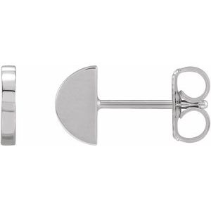 Sterling Silver 6.9 X 3.9 Mm Pair Friction Backs Included Polished Half Moon Earrings