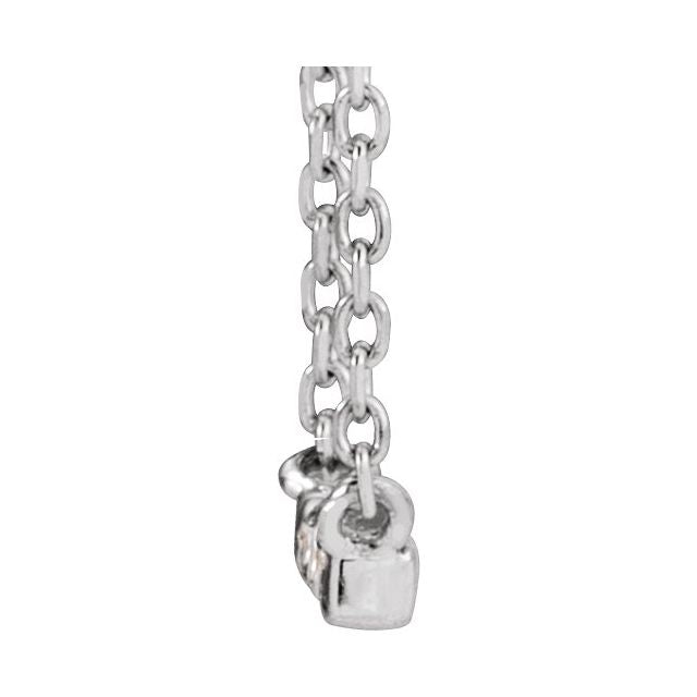 14K White Gold 3-Stone Round 1.3 Mm I1, G-H 18 In Polished .03 Ctw Natural Diamond French-Set Bar Necklace