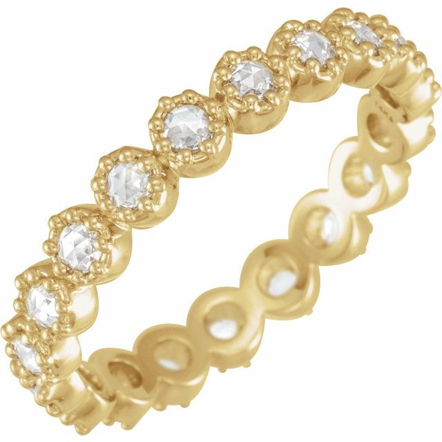 14K Yellow Or White Gold Round 2.25 Mm Vs1-Si1, Ghi Polished 1/2 Ctw Natural Diamond Rose-Cut Eternity Band