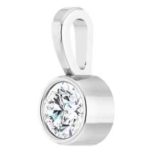 14K White Gold Round 3Mm G-H I1 1/10 Ct Natural Diamond Solitaire Bezel-Set Pendant