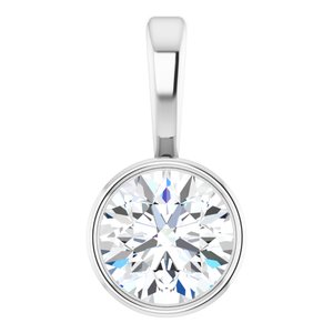 14K White Gold Round 4Mm Gh Si1-Si2 1/4 Ct Lab-Grown Diamond Solitaire Bezel-Set Pendant