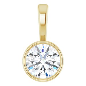 14K Yellow Gold Round 4Mm Gh Si1-Si2 1/4 Ct Lab-Grown Diamond Solitaire Bezel-Set Pendant
