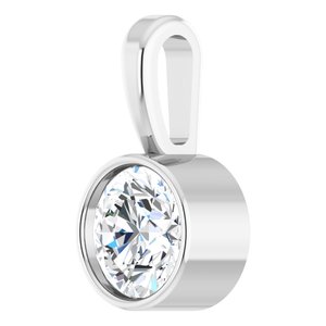 14K White Gold Round 4Mm Gh Si1-Si2 1/4 Ct Lab-Grown Diamond Solitaire Bezel-Set Pendant