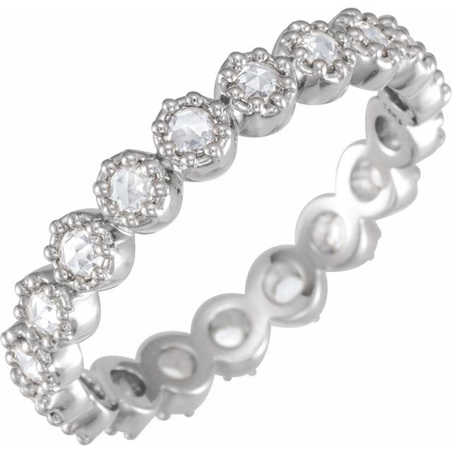 14K Yellow Or White Gold Round 2.25 Mm Vs1-Si1, Ghi Polished 1/2 Ctw Natural Diamond Rose-Cut Eternity Band