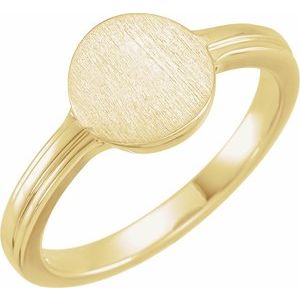 14K Yellow Gold 10 X 9 Mm Brush Polished Signet Ring Size 7