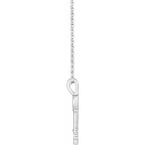 Sterling Silver 20 X 6.5 Mm 16-18 In Polished Key Necklace