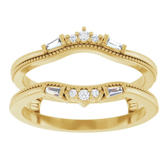 14K Yellow Gold Polished 1/10 Ctw Natural Diamond Art Deco Ring Guard, Size 7