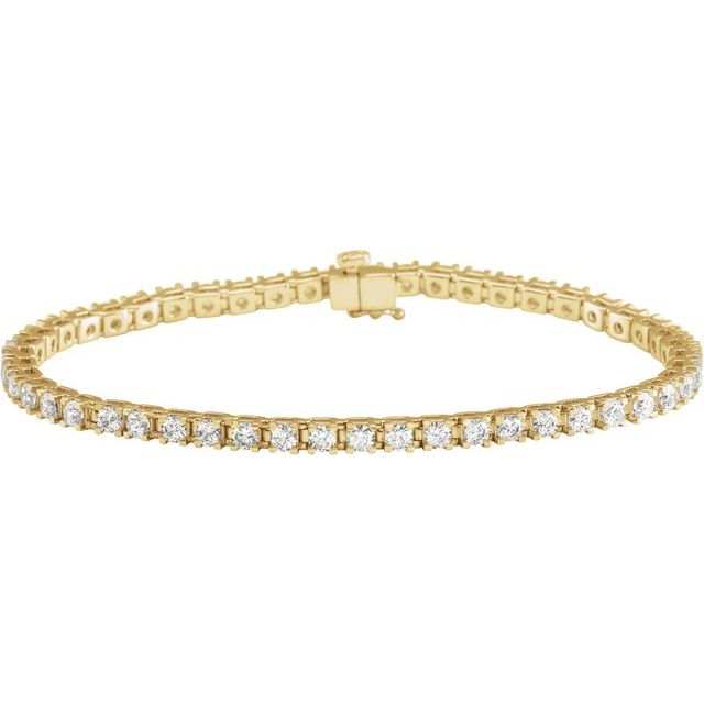 14K Yellow Or White Or Rose Gold Round Si, G-H Polished Lab-Grown Diamond Line 7 1/4 In Bracelet