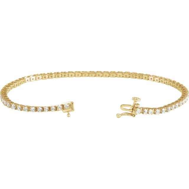 14K Yellow Or White Or Rose Gold Round I1, G-H Polished Natural Diamond Line 7 1/4 In Bracelet