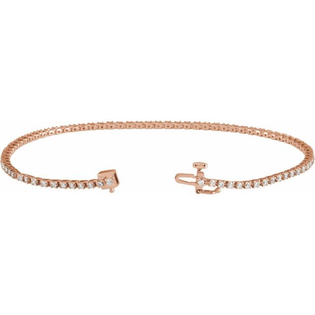 14K Yellow Or White Or Rose Gold Round I1, G-H Polished Natural Diamond Line 7 1/4 In Bracelet