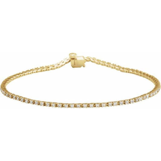 14K Yellow Or White Or Rose Gold Round I1, G-H Polished Natural Diamond Line 7 1/4 In Bracelet