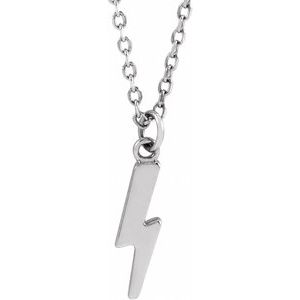 Sterling Silver  Lightning Bolt Necklace, Length: 18 In