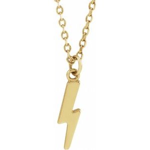 14K Yellow Gold  Lightning Bolt Necklace, Length: 18 In