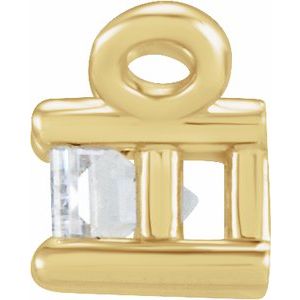 14K Yellow Gold Straight Baguette 4.5 X 2Mm Ghi Si2-Si3 1/8 Ct Natural Diamond 4-Prong Necklace Center