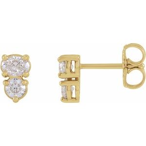 14K Yellow Gold Oval 4 X 3 Mm 1/2 Ctw Lab-Grown Diamond Stud Earrings