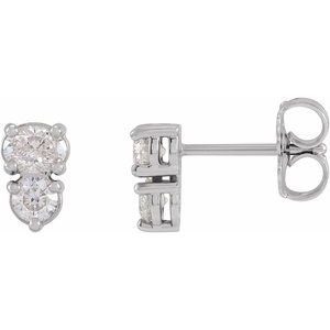 14K White Gold Oval 4 X 3 Mm 1/2 Ctw Lab-Grown Diamond Stud Earrings