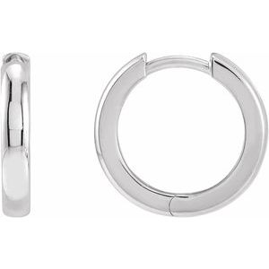 Sterling Silver Pair Hinged Hoop Earrings, Length: 15 Mm, Thickness: 2.25 Mm