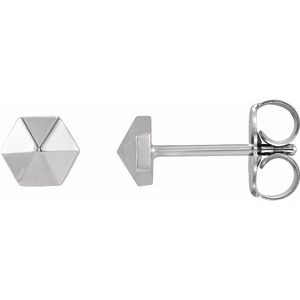 Sterling Silver Hexagon Shape Stud Earrings