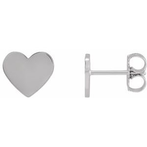 Sterling Silver 8 X 8 Mm Pair Friction Backs Included Polished Heart Stud Earrings