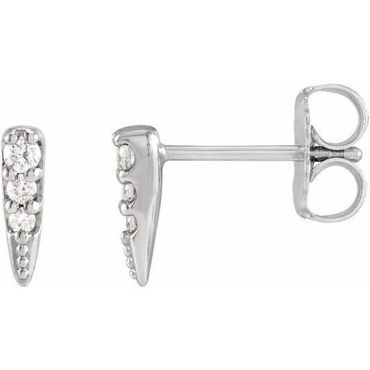 14K White Or Yellow Gold Round Friction Back Polished .07 Ctw Natural Diamond Spike Stud Earrings