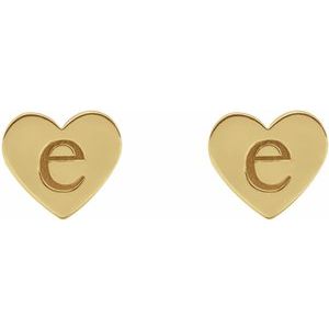 14K Yellow Gold 8 X 8 Mm Pair Friction Backs Polished Heart Stud Earrings