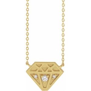 14K Yellow Gold Round G-H I1 .07 Ctw Natural Diamond Geometric Necklace, Length: 18 In
