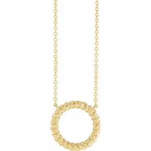 14K Yellow Gold 14.2 Mm 18 In Polished Rope Circle Necklace