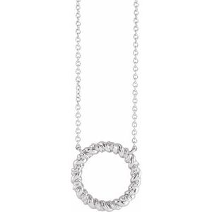 Sterling Silver 14.2 Mm 18 In Polished Rope Circle Necklace