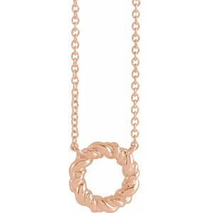 14K Rose Gold 9.4 Mm 18 In Polished Rope Circle Necklace